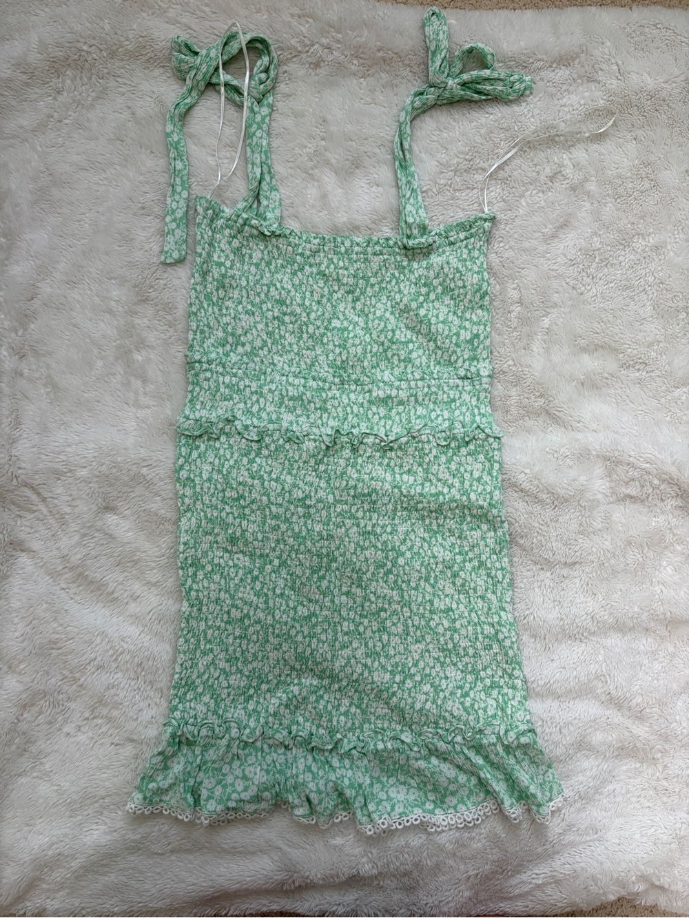 Urban Outfitters Mint Green Floral Tie-Shoulder Mini Dress